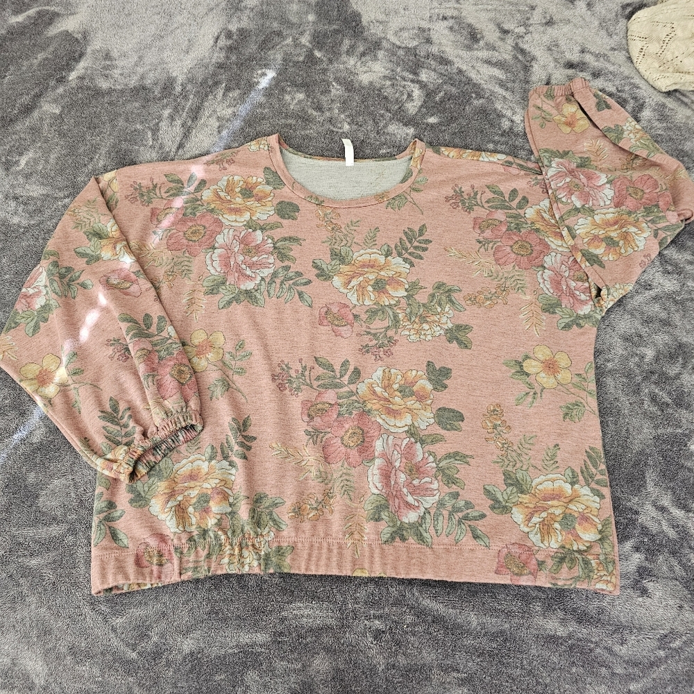 Piphany  Long Sleeve Top Floral Print Mauve Womens Large - Picture 5 of 13